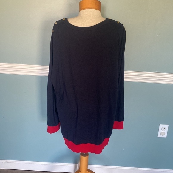 TALBOTS NAVY BLUE, RED,SILVER SPARKLE STRIPED SWEATER SIZE 3X. Holiday nautical - Picture 7 of 9